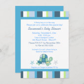 Turtle Bay Stripes Baby shower garçon Invitation (Devant / Derrière)