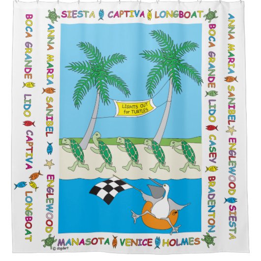 Turtle Beaches Shower Curtain Douchegordijn (Voorkant)