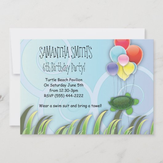 Turtle Birthday Invitation Kaart (Voorkant)