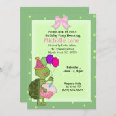 Turtle Birthday Invitation Kaart (Voorkant / Achterkant)