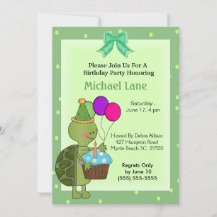 Turtle Birthday Invitation Kaart