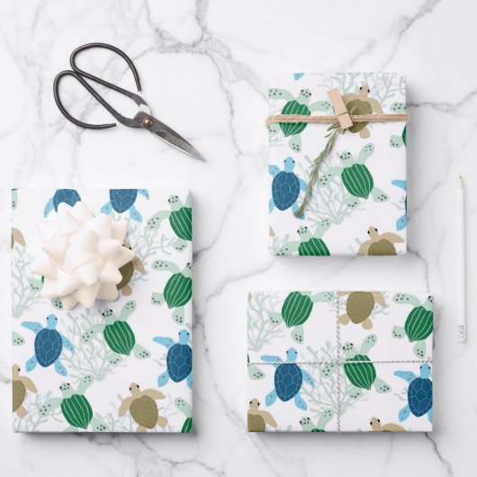 Turtle Birthday Party Waterverf Inpakpapier Vel (Voorkant)