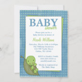 Turtle Blue Polka Dot Baby Shower Invitations (Devant)