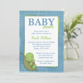 Turtle Blue Polka Dot Baby Shower Invitations (Debout devant)