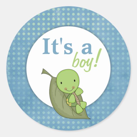 Turtle Blue Polka Dot Baby shower Ronde Sticker (Voorkant)