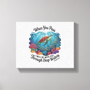Turtle Blue Zee Square Canvas Afdruk