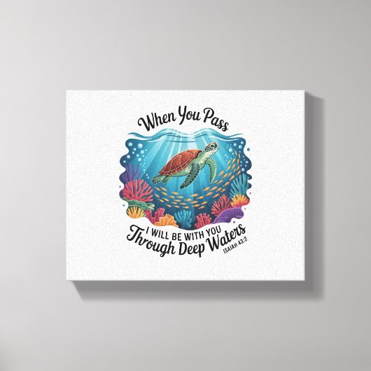 Turtle Blue Zee Square Canvas Afdruk (Voorkant)