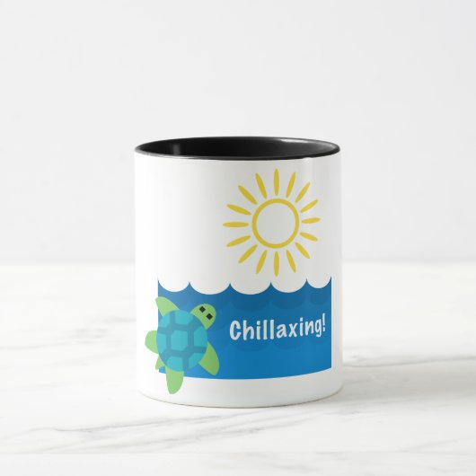 Turtle Chillaxing Design - Black 11 oz Combo Mok (Midden)