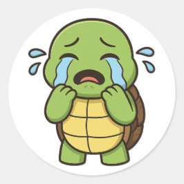 Turtle crying  ronde sticker