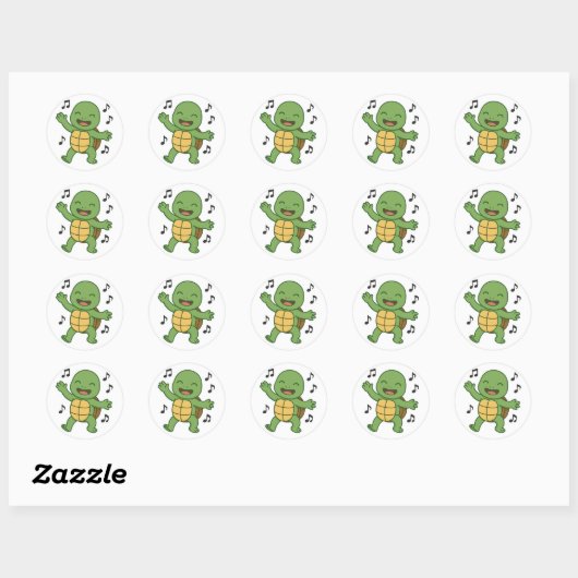 Turtle dancing  ronde sticker (Vel)