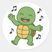 Turtle dancing  ronde sticker (Voorkant)
