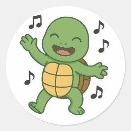 Turtle dancing  ronde sticker