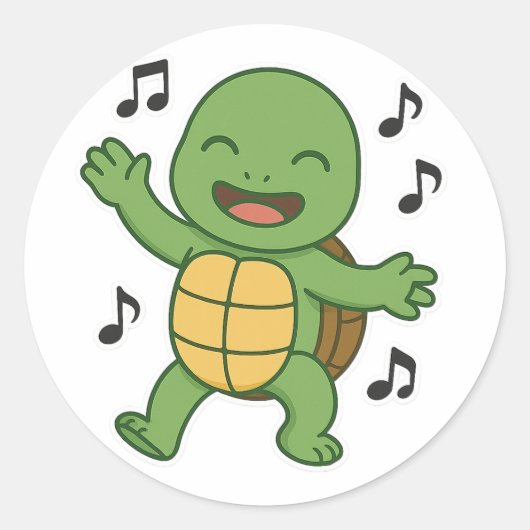 Turtle dancing  ronde sticker (Voorkant)