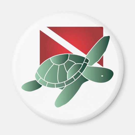 Turtle Dive Flag Magnet Magneet (Voorkant)