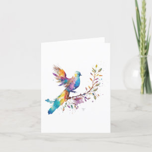 Turtle Dove C Vogelportret in Waterverven & Pen Feestdagen Kaart