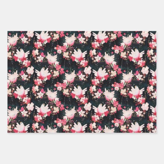 Turtle Dove Gift Wrap, Flat Sheet Set van 3 Inpakpapier Vel (Voorkant)