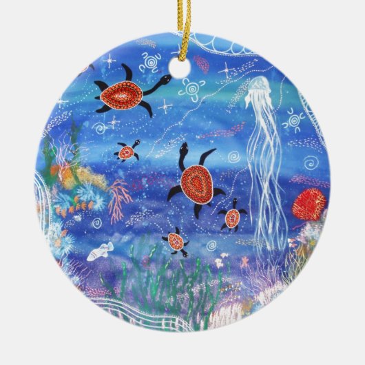 Turtle Dreaming Keramisch Ornament (Voorkant)