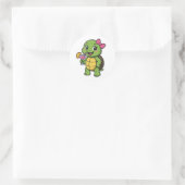 Turtle drinking cocktail ronde sticker (Tas)