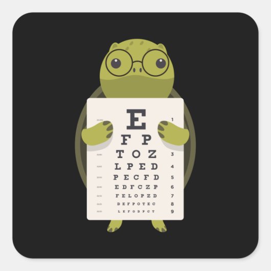 Turtle Eye Chart Vierkante Sticker (Voorkant)
