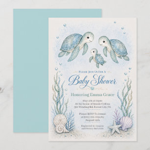 Turtle Family Baby Shower Uitnodiging 