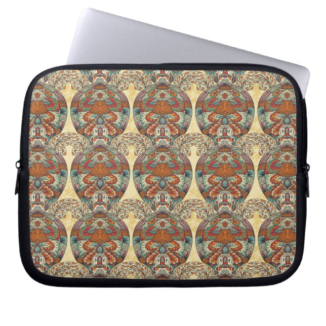 Turtle Floral Pattern Laptop Sleeve (Voorkant)