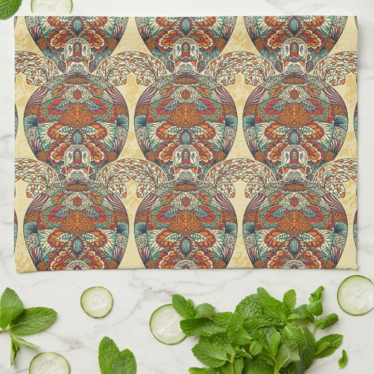 Turtle Floral Pattern Theedoek (Gevouwen)