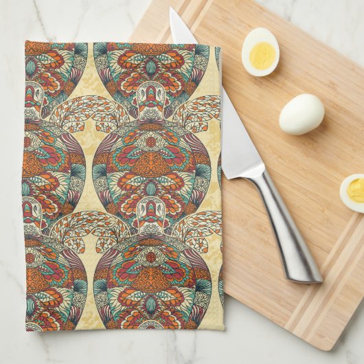 Turtle Floral Pattern Theedoek (Quarter Fold)