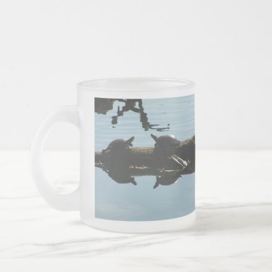 Turtle Friends Frosted Glass Mug (Gauche)