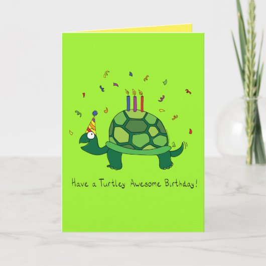 Turtle Funny Birthday Wenskaart Kaart (Voorkant)