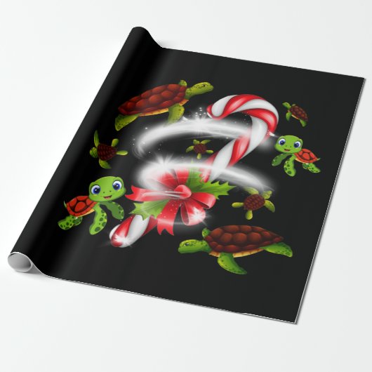 Turtle Gift | Kerstmis met Snoep Cadeaupapier (Uitgerold)