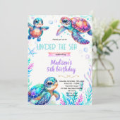 Turtle girl party theme invitation (Debout devant)