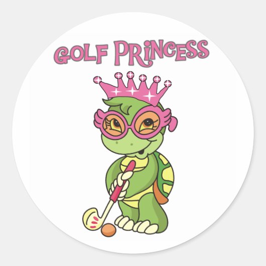 Turtle Golf Princess Ronde Sticker (Voorkant)