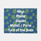 Turtle Green op Blue Checklist Doormat Deurmat (Voorkant)