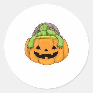 Turtle Halloween Pompoen Klassiek T-shirt_1 Ronde Sticker