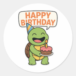 Turtle Happy Birthday  Ronde Sticker