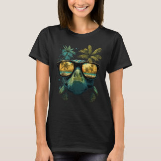 Turtle Hawaiian Sea Turtles Hawaii Beach Palm Tree T-shirt