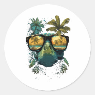 Turtle Hawaiian Zee Turtles Hawaii Beach Palm Ronde Sticker