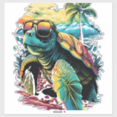 Turtle Hawaiian Zee Turtles Hawaii Beach Palm Sticker (Vel)