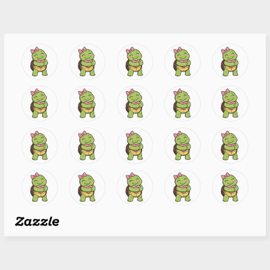 Turtle hug ronde sticker (Vel)