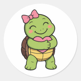 Turtle hug ronde sticker
