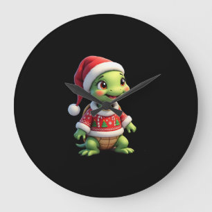 Turtle lelijke trui kerstman hoed kerst T-shirt (1 Grote Klok