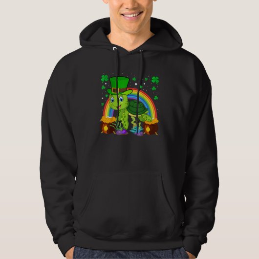 Turtle Leprechaun Hat Turtle Rainbow St Patrick's  Hoodie (Voorkant)