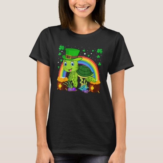 Turtle Leprechaun Hat Turtle Rainbow St Patrick's  T-shirt (Voorkant)