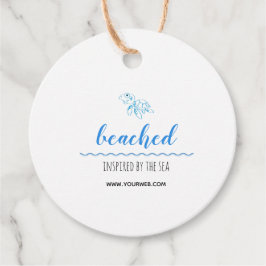 Turtle Logo Beach Theme White Hang Label