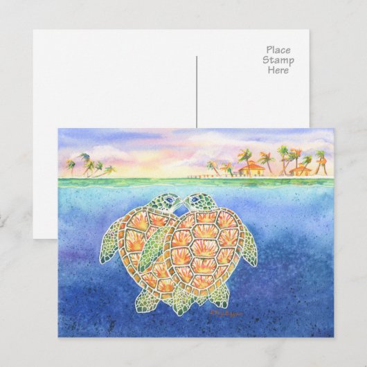 Turtle Love Briefkaart (Voorkant / Achterkant)