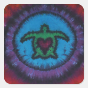 Turtle Love Tie Dye Vierkante Sticker