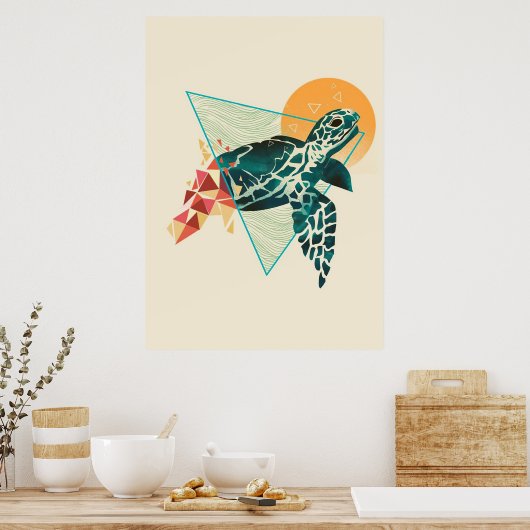 Turtle Lover Geometric Turtle Poster (Keuken)
