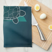 Turtle Lover Green Geometric Turtle Theedoek (Quarter Fold)