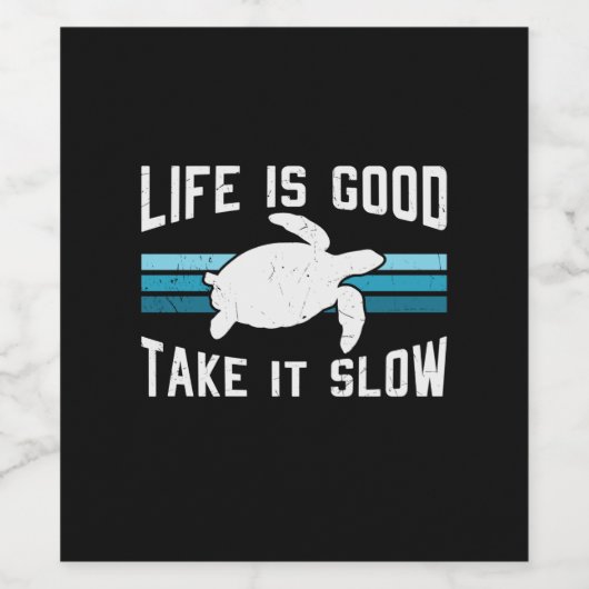 Turtle Lover | Het leven is goed Wijn Etiket (Enkel label)