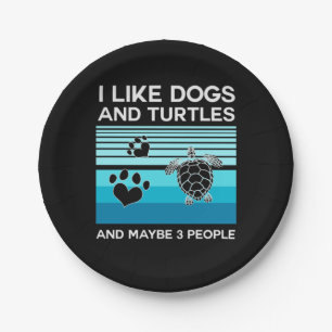 Turtle Lover Ik hou van honden en schildpadden Papieren Bordje